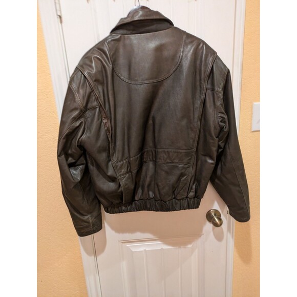 VTG Boulder Ridge Mens L Black Leather Jacket Bomber - Picture 16 of 16